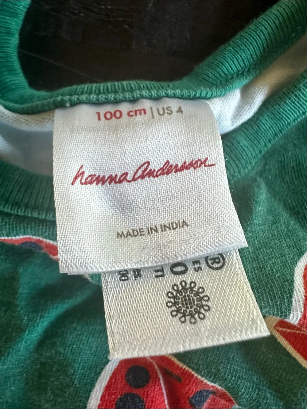 Hanna Andersson Green and Red Ladybug Print dress - 100% cotton- size 4